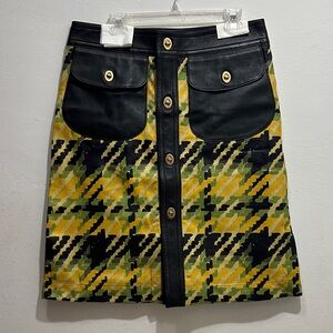 Coach genuine leather skirt with classic coach trunlocks in brushed gold- NWOT